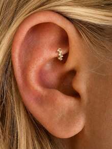 1Pc 925 Sterling Silver Gold Plated Hoop Earring Ear Cartilage Nose Rings Piercing Hypoallergenic Jewelry For Birthday Wedding Bridal Gift Men Women - Gold - View 9