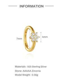 1Pc 925 Sterling Silver Gold Plated Hoop Earring Ear Cartilage Nose Rings Piercing Hypoallergenic Jewelry For Birthday Wedding Bridal Gift Men Women - Gold - View 19