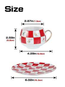 1pc Set Exquisite Personalized Bone China Coffee Cup And Saucer, Large Vintage Grid Coffee Cup, Suitable For Home, Party, Club, Housewarming, Gift Choice - Multicolor - View 11