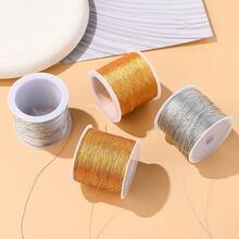 1 Roll Golden/Silvery Thread Macrame Cord Rope Braided String For Bracelet Necklace Diy Tassels Beading Shamballa String Jewelry Making - Wire - View 8