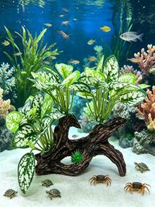 1件魚缸漂流木裝飾，人造水生植物水族用品，樹脂魚缸裝飾模擬漂流木，鬥魚配件，魚缸裝飾，魚缸配件，適用於鬥魚、生態缸、爬行動物躲藏洞穴，萬聖節、聖誕節、感恩節魚缸裝飾禮物 - 歡樂水族 - 查看 7