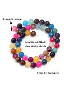 1 Strand 4/6/8/10mm Natural Stone Beads Multicolor Striped Agates Loose Spacer Beads For Jewelry Making DIY Bracelets Necklace Accessories - Multicolor - View 11