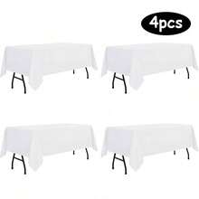 4/6/8/10 pièces Nappe rectangulaire blanche 57 X 102 pouces, convient pour table de 4 pieds, résistante aux taches, résistante aux plis, nappe en polyester lavable, convient pour la salle à manger, le mariage, le banquet, la fête, le buffet - Multicolore - Voir 13
