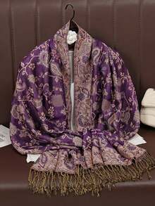 1pc Women's Paisley Jacquard Scarf/Shawl, Suitable For Various Daily Outfits, Perfect For Daily Looks, Essential For Special Occasions - Purple - View 5