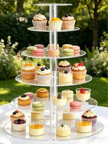 Soporte para pasteles de varias capas, soporte redondo para postres, soporte para cupcakes, soporte para cake pops, material acrílico, herramientas de repostería y pastelería, moldes para pasteles, suministros de repostería, suministros de cocina, suministros para fiestas, suministros para pasteles y postres - transparente - Ver 3