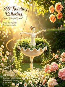 1pc Ballet Girl Hanging Planter Decoration, Outdoor Decorative Craft, Creative Garden Yard Decor, Cute Decorative Flower Pot, Suitable For Succulents, Climbing Plants, Patio, Porch And Garden Decoration, Home Decor Gardening Gift - Ballet Flower Pot - View 7