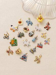1pc New Anthropomorphic Animal Pendant, Exquisite Cute Style, 18k Gold PVD Plated 316 Stainless Steel Material, Waterproof And Fade-Resistant, Suitable For DIY Creative Necklace, Bracelet, Earring, Bag Chain, Keychain, Waterproof And Sweat-Resistant, Suitable For Daily Casual Wear - Multicolor - View 2