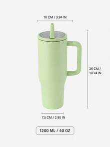 1pc 40oz Double Wall Insulated Ice Cream Cup, Summer Style, Leak-Proof Foldable Straw Lid Direct Drinking Car Cup - Multicolor - View 7