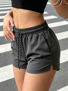 Women's Summer Lightweight Romper, With Zipper Pockets, Casual Pants, Versatile (Fits All Body Types), Suitable For Commuting And Sports - Dark Grey - View 1