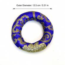 Singing Bowl Cushion In Deep Blue With Hand Embroidery, 7 Different Sizes, Authentic Nepali Design For Home Decor - Dark Blue - View 18