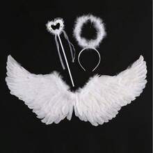 1/3 Sets Natural White Feather Angel Wings, Costume Props Suitable For Photography, Stage Performance, Cosplay,Halloween - White - View 14
