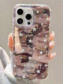 Casing Ponsel Pelindung Motif Bintang Pink Kamuflase Mewah Retro Kompatibel dengan iPhone 17 Pro Max 16 15 14 13 11 12 Pro Max 16 15 14 Plus Kreatif Lucu Tahan Guncangan Bumper Lembut Anti Jatuh - MultiWarna - View 2
