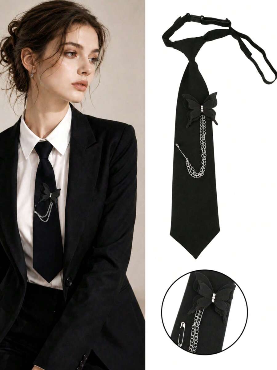 Minimalist Chain Pull-Up No-Tie Personalized Bow Tie - Black 1 - View 1