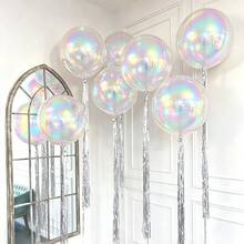 22 Inch 4D Gradient Iridescent Foil Balloons, Colorful 4D Balloons, Paired With Rain Curtain Decoration, White Ribbon Decoration, Suitable For Wedding Decoration, Engagement, Birthday Party, House Ceiling Party Decoration, Bachelor Party, Mermaid Party Decoration, Christmas. - View 11