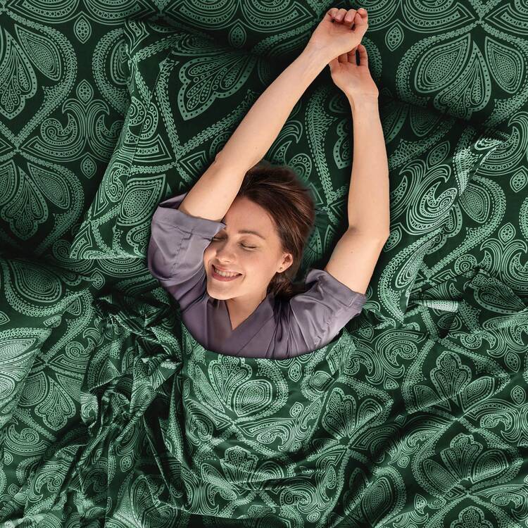 Lux Decor 6-Piece Paisley Bed Sheets High GSM Brushed Microfiber Sheets - Elevate Your Sleep Experience With 16-Inch-Deep Pocket Bedding Sheets & Pillowcases- Back To School- Graduation Gift- All Sizes Available- Winter Vibes, Christmas Decor, - Bush Green - View 6