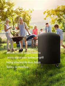 1pc Round BBQ Grill Cover, Furniture Protection Cover, Oxford Fabric, Polyester, Dustproof, Waterproof, Rust-Resistant, Sun-Resistant - View 5