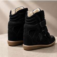New 2026 Hidden Height-Increasing High-Top Women's Shoes. Body-Hugging Casual Sports Shoes, 7 Cm Internal Heel Lift Women's Ankle Boots, - 黑色 - 查看 2