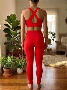 Women Two-Piece Outfits - Red - View 2