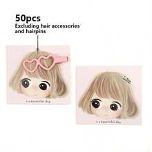 50pcs Cartoon Girl Hair Clip Display Cards, DIY Jewelry Display Cards, Packaging And Retail Cards, Perfect For Creative Projects - A - View 8