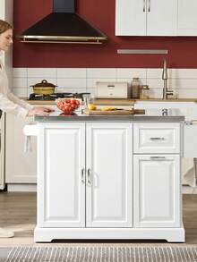 SoBuy | Kitchen Trolley With Foldable Extension | Kitchen Cart With 2 Drawers | Kitchen Cabinet MDF For Small Spaces | 107*71*91 Cm - 白色 - 查看 11