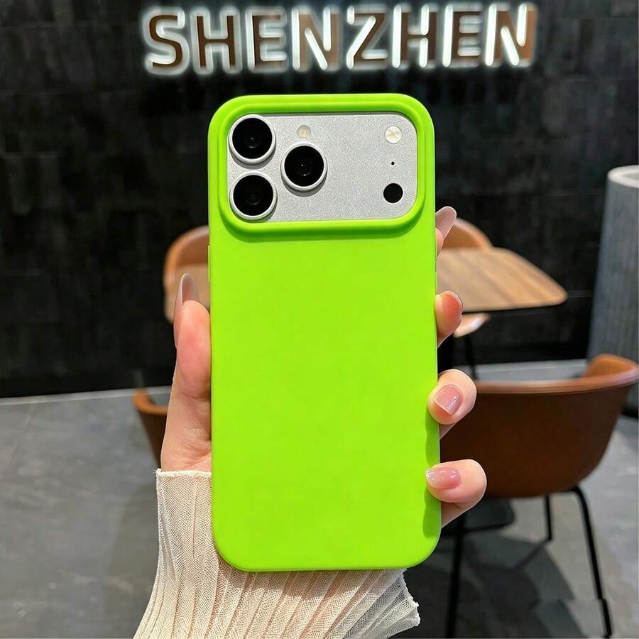 Casing Ponsel Silikon Cair Tanpa Bingkai Warna Permen yang Dicat Semprot, Desain Terpisah dengan Bukaan Kamera Besar, Cangkang Ultra Tipis Anti Sidik Jari, Kompatibel dengan iPhone 17 16 15 14 13 Pro Max 12 Pro Max 11, Berbagai Hadiah Liburan - Hijau neon - View 1
