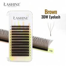 Lashine W-Shaped Brown Eyelash Extensions YY 3DW 4DW 5DW Dense Pre-Made Fan-Shaped Lightweight False Eyelashes Clover Eyelash Extensions - D - View 4
