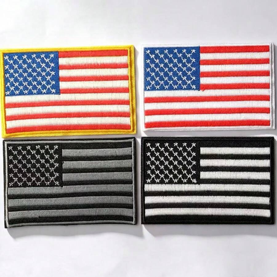 美國國旗圖案熨燙刺繡補丁－趣味設計－易縫製或熨燙，耐用布料徽章，適用於個性化夾克、包包、DIY手工藝等 - 熨燙款 - 查看 1