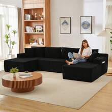 Modular U Shape Sofa - Black 6 Seat - Black 6 Seat - View 4