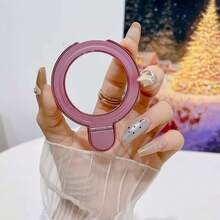 1 Buah Dudukan Ponsel Bulat Logam Berongga, Dudukan Ponsel Meja Cincin Jari Lentur, Stiker Belakang Magnetik, Dudukan Sederhana Berongga, Cocok untuk Panel Belakang Halus, Model Universal - MultiWarna - View 4