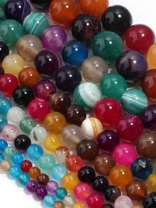 1 Strand 4/6/8/10mm Natural Stone Beads Multicolor Striped Agates Loose Spacer Beads For Jewelry Making DIY Bracelets Necklace Accessories - Multicolor - View 5