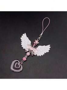 1PC Exquisite Girls Angel Heart Beaded Phone Chain Accessory, Popular Girls Keychain Backpack Hanging Chain - Image Color - View 2