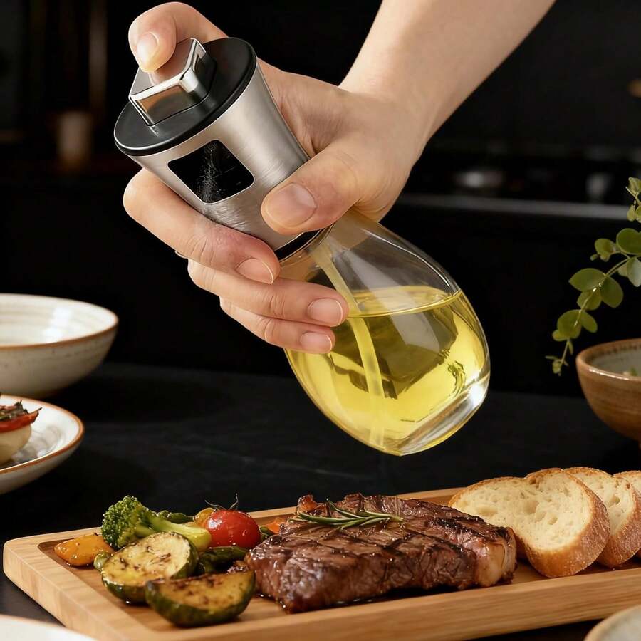 Oil Sprayer For Cooking - Olive & Avocado Oil Spray Bottle,  Glass Mister With Adjustable Nozzle, 2-In-1 Dispenser For Kitchen, BBQ, Baking - View 1