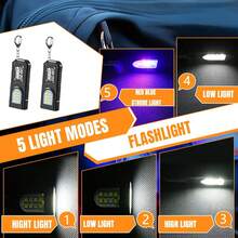 2pcs Mini LED Flashlight, USB Rechargeable Red & Blue Dual Flashing Light, Clip Design, Portable Hands-Free Reading & Work Light, Suitable For Repair, Work, Reading, Camping, Fishing, 5 Adjustable Brightness Modes - Black - View 5