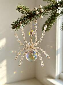 1pc Halloween Christmas Crystal Spider Suncatcher, Beaded Spider Pendant Crystal Prism, Rainbow Maker Window Hanging Decor, Home Indoor Tree Party Decoration - Crystal Spider - View 8
