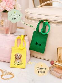 Personalized Pet Photo Bag Charm, Custom Name Keychain, Photo Key Ring, Cute Bag Pendant, Personalized Accessory Gift, Custom Pet Keepsake - Multicolor - View 4