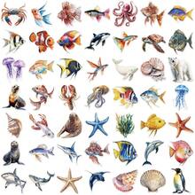 50張透明PET海洋生物貼紙 防水透明海洋卡通貼紙 用於手帳、吉他、筆記本DIY裝飾 - 50個 - 查看 12