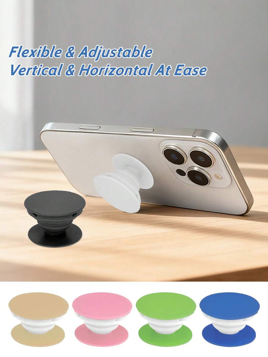 Solid Color Minimalist Retractable Phone Airbag Stand, Slouchy Portable Adhesive Phone Ring Grip - Multicolor - View 1