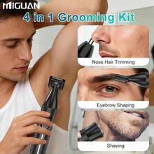 Miguan 4-In-1 Multifunctional Electric Shaving Kit: USB Rechargeable Nose Hair Trimmer, Beard Trimmer, Eyebrow Trimmer And Sideburn Trimmer, For Men's Grooming, 500mAh Battery Capacity - Black - View 7