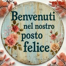 2D Flat Round Italian Sign, Decorated With Vintage Decorative Plaque, Adorned With Vintage Rose Pattern, Perfect For Decorating Living Room, Bedroom, Dining Room, Cafe, Bar And Other Spaces (Random Hole Position) - A - View 5