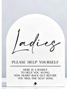 1pc Unisex Acrylic Restroom Sign, Modern Style Wedding Restroom Sign With Base, Printed With "Please Help Yourself" Male/Female Hospitality Basket Decor, Suitable For Wedding Reception, Event And Bridal Shower Party Tabletop Sign - View 4