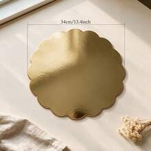 10/20/30pcs Gold Floral Mirror Paper Disposable Round Placemats 34cm, Gold Surface Floral Tray Placemats, Suitable For Kitchen, Banquet Table Setting, Wedding, Birthday, Dinner Party Decoration - Multicolor - View 8