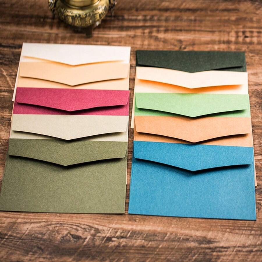 100Pcs Pure White Envelopes, Color Coated Paper Mini Envelopes For Invitations & Postcards Storage - Plain Envelope 105*155mm - View 1