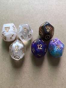 3 buah/Dadu Zodiak 12 Sisi, Dadu D12 Langit Berbintang Dua Warna dengan Simbol Astrologi, Set Dadu Poliedral Resin, Cocok untuk Permainan Meja, Permainan Pesta, Ramalan, dan Koleksi Hadiah Keberuntungan - MultiWarna - View 5