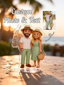 Custom Portrait Acrylic Figurine, Personalized Photo To Cartoon Acrylic Keychain, Custom Photo To Cartoon Acrylic Plaque, Custom Name Ornament, Wedding Keepsake, Anniversary Gift, Suitable For Couples/Friends/Family Custom Cartoon Photo Gift - C-cartoonized Name Accessories - View 5