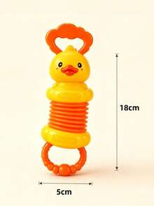Soft Silicone Cartoon Duck Rabbit Accordion Baby Rattle Teether Toy, Stretchable And Foldable Sensory Musical Crib Toy With Crisp Bell Sound, Hand-Grip Chewable For Teething Relief, Montessori Early Education Fine Motor Skill Training Calming Soothing Toy, Lightweight Portable Travel And Tummy Time Play Toy, Ideal Gender-Neutral Baby Shower Registry Gift For Newborns, Toddlers, Boys And Girls Up To 18 Months - Multicolor - View 7