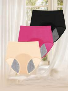 MIOTAN 3 Packs Women's Period Underwear, Moisture Wicking Mesh Contrast Briefs With Multi-Layer Gusset - Multicolor - View 2