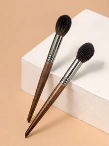 1pc Blush Brushes Goat WoolPowder Brushes Facial Makeup Brush - Rust Brown - View 3