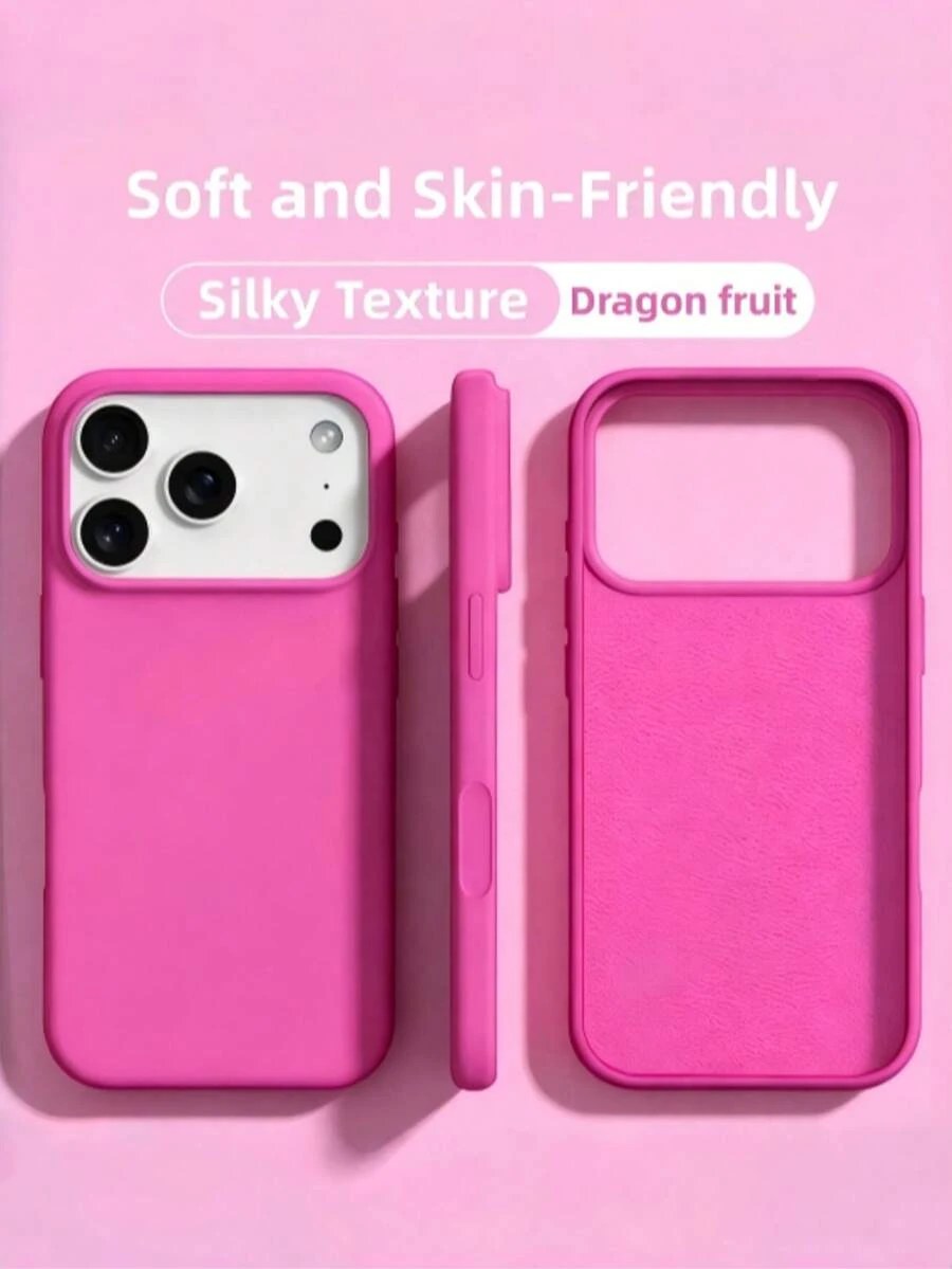 New Luxury Soft Beige Shockproof Phone Case Compatible With IPhone 17 16 15 Pro 14 Plus 13 12 11 17 Pro Max Air, Anti-Drop Anti-Slip, Fashion Design, Skin-Friendly Material - Dragon Fruit Powder - View 1