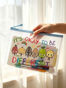 Teacher Gift "It's Okay To Be Different" Theme Zipper File Storage Bag, Macaron Color Toiletry Storage Bag, Waterproof PVC Travel Storage Bag/Transparent Zipper Pouch, Perfect For Daily Office Use, As A Thoughtful School Year Entry Gift, Or Short Trips. This Is An Excellent Gift For Birthdays, Back To School, Graduation, Christmas, Halloween, Spring Break, Easter, And Teacher's Day,Travel Essential - Multicolor - View 5