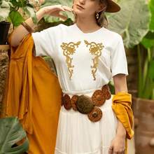 New Arrival Gold & Silver Floral Collar Applique – Garment Trim & Embroidery Motif Patch - Multicolor - View 10